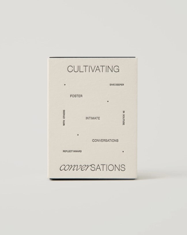 Cultivating Conversations card deck by Allied Goods, perfect for sparking meaningful discussions. Allied Goods Cultivating Conversations card game, designed to enhance social interactions and connect with others. Engaging conversation starter game, Cultivating Conversations, ideal for deepening relationships and sharing stories. Allied Goods Cultivating Conversations card deck, offering fun and thought-provoking questions for any gathering.
