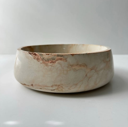 Elegant concrete bowl with peach veining by Allied Goods, perfect for modern home decor. Handcrafted concrete bowl with unique peach veining, ideal for stylish storage or display. Allied Goods concrete bowl, featuring subtle peach veining for a touch of sophistication. Contemporary concrete bowl with beautiful peach veining, perfect for adding texture to any space.